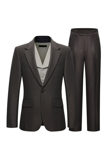 3 Piece Notched Lapel One Button Coffee Men's Suits